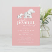 Invitation Baby shower petit arachide éléphant (Debout devant)
