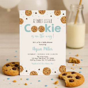 Invitation Baby shower petit biscuit bleu garçon