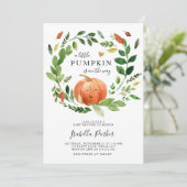 Invitation Baby shower Petit Citrouille Automne Rustique Verd (Debout devant)