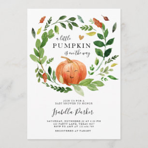 Invitation Baby shower Petit Citrouille Automne Rustique Verd