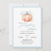 Invitation Baby shower Petit Citrouille Bleu Bow (Devant)