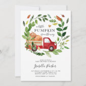 Invitation Baby shower Petit Citrouille Camion Automne Vert (Devant)