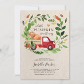Invitation Baby shower Petit Citrouille Camion Automne Vert (Devant)