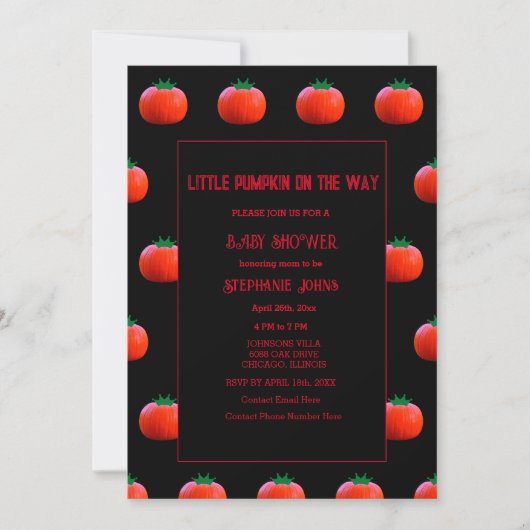 Invitation Baby shower Petit Citrouille Sur Le Chemin Filles  (Devant)