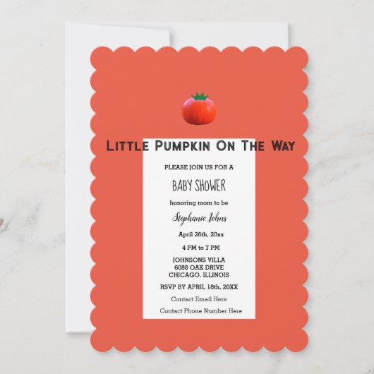 Invitation Baby shower Petit Citrouille Sur Le Chemin QR Code (Devant)