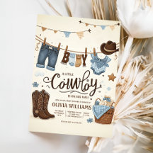 Invitation baby shower petit cowboy