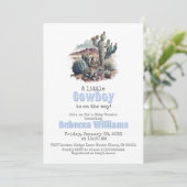 Invitation Baby shower petit cowboy Western Blue Boy (Debout devant)
