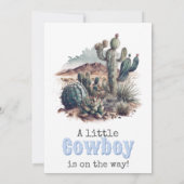 Invitation Baby shower petit cowboy Western Blue Boy (Dos)
