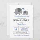 Invitation Baby shower petit éléphant d'arachide bleu garçon (Devant)