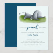Invitation Baby shower petit éléphant d'arachide mignonne (Devant / Derrière)