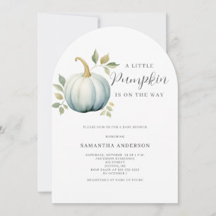 Invitation Baby Shower Petit Garçon Citrouille Bleue