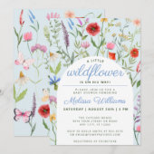 Invitation Baby shower petit garçon Fleur sauvage (Devant / Derrière)