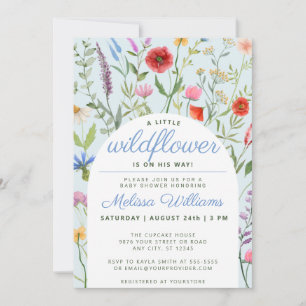 Invitation Baby shower petit garçon Fleur sauvage