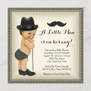 Invitation Baby Shower Petit Homme à Moustache