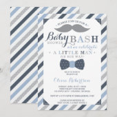 Invitation Baby shower Petit Homme, Bleu, Gris (Devant / Derrière)