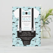 Invitation Baby shower Petit Homme, Bleu, Noir (Debout devant)