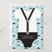 Invitation Baby shower Petit Homme, Bleu, Noir (Dos)