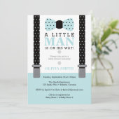 Invitation Baby shower Petit Homme, Bleu, Noir (Debout devant)