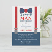 Invitation Baby shower Petit Homme, Bleu, Rouge (Debout devant)