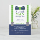 Invitation Baby shower Petit Homme, Bleu, Vert (Debout devant)