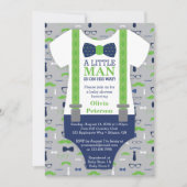 Invitation Baby shower Petit Homme, Bleu, Vert (Devant)