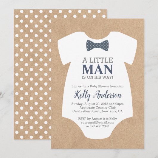Invitation Baby shower petit homme garçon - Carte  (Devant / Derrière)