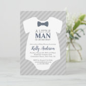 Invitation Baby shower petit homme garçon - gris b (Debout devant)