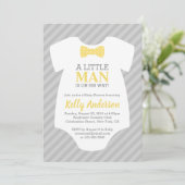 Invitation Baby shower Petit Homme - gris Jaune (Debout devant)