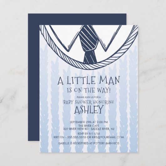 Invitation Baby shower petit homme mignon (Devant / Derrière)