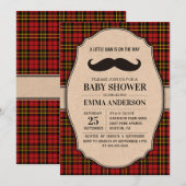 Invitation Baby shower Petit Homme - Moustache Pla (Devant / Derrière)
