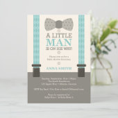 Invitation Baby shower Petit Homme, Turquoise (Debout devant)