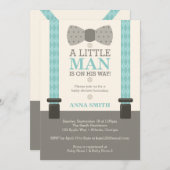 Invitation Baby shower Petit Homme, Turquoise (Devant / Derrière)