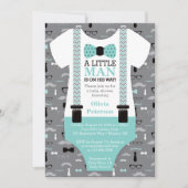Invitation Baby shower Petit Homme, Turquoise, Noi (Devant)