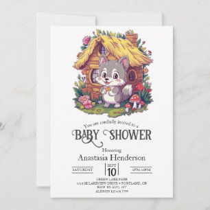 Invitation Baby shower petit loup assez numérique