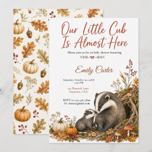 Invitation Baby Shower Petit Ourson d'Automne