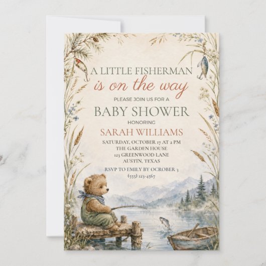 Invitation Baby Shower Petit Pêcheur (Devant)