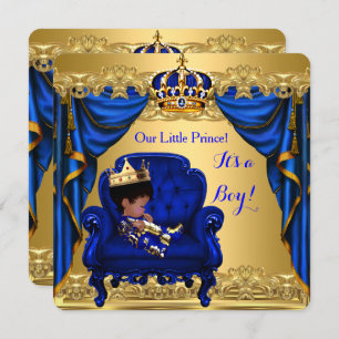 Invitation Baby shower Petit Prince Royal Bleu Golden