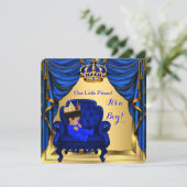 Invitation Baby shower Petit Prince Royal Blue Gold (Debout devant)