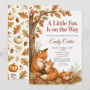 Invitation Baby Shower Petit Renard Automnal