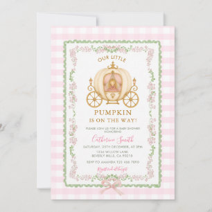 Invitation Baby Shower Petite Citrouille Rose Princesse Gingh
