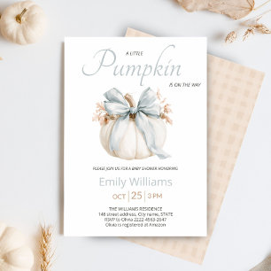 Invitation Baby Shower Petite Citrouille Ruban Bleu Poussié