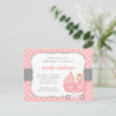 Invitation Baby shower - Petite fille en poussette (Debout devant)