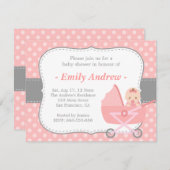 Invitation Baby shower - Petite fille en poussette (Devant / Derrière)