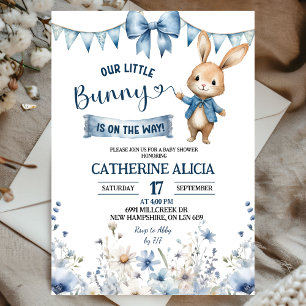 Invitation Baby Shower Petite Lapine Coquette Bleue