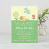Invitation Baby shower: Petite libellule et escargot dans le  (Debout devant)