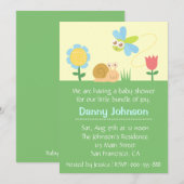 Invitation Baby shower: Petite libellule et escargot dans le  (Devant / Derrière)