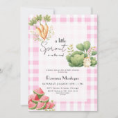 Invitation Baby Shower Petite Pousse Gingham Rose (Devant)