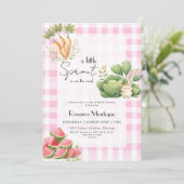 Invitation Baby Shower Petite Pousse Gingham Rose (Debout devant)