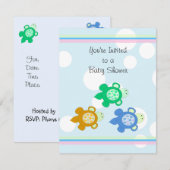Invitation Baby Shower Petits Tortues (Devant / Derrière)