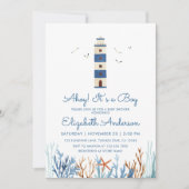 Invitation Baby shower phare Boy Watercolor (Devant)
